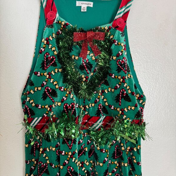 Eyeshadow Christmas womens Jumpsuit size medium Green color straight leg nwot - Picture 8 of 13